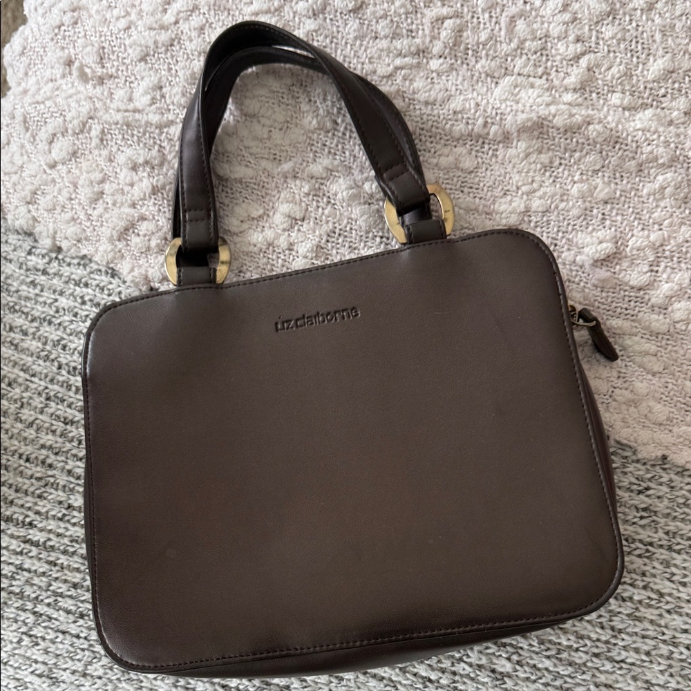 Liz Claiborne Dark Brown women's Vintage handbag 12lx8h missing shoulder strap